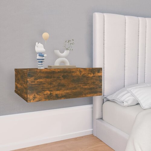 vidaXL Lebdeča nočna omarica dimljeni hrast 40x30x15cm konstruiran les Cene