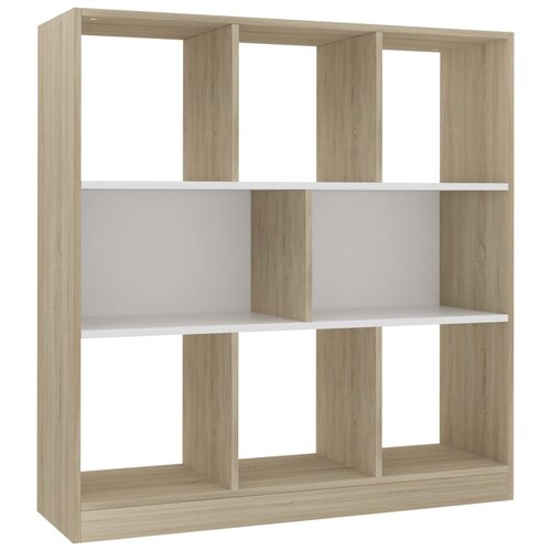 VidaXL Knjižna omara bela in sonoma hrast 97,5x29,5x100 cm, (20621394) Slike
