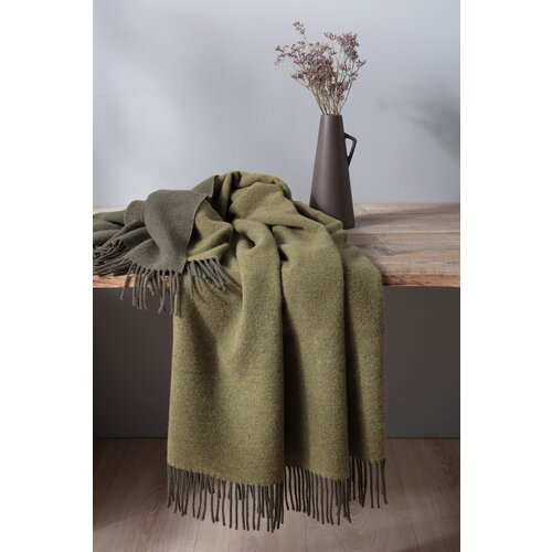 Biederlack deka ka&amp;scaron;mir olive loden 130x170 Slike