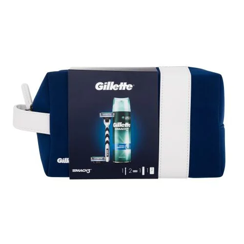 Gillette Mach3 Set aparat za brijanje 1 kom + zamjenske glave 2 komada + gel za brijanje Extra Comfort 75 ml + kozmetička torbica za moške