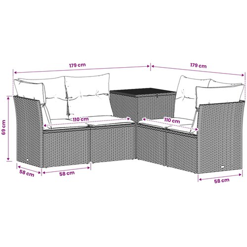  Set sofe 5 kom. Bež i krem bijela Poli Rattan i čelik Slike