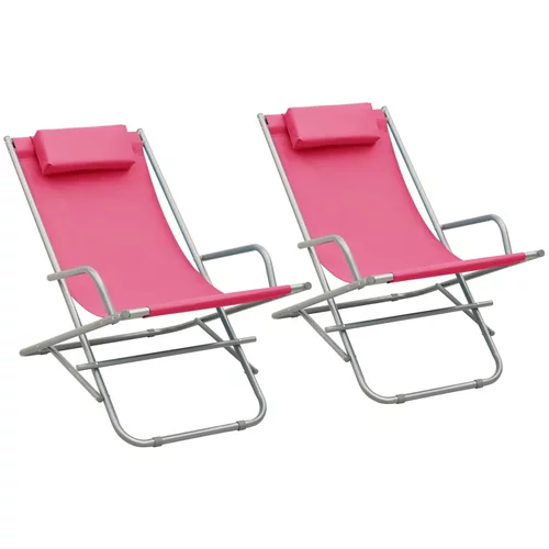 vidaXL Gugalni stol 2 kosa iz jekla roza barve, (20660572)
