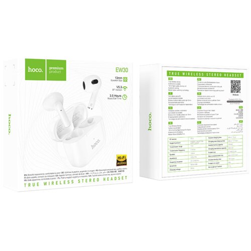 Hoco. bluetooth slu&amp;scaron;alke EW30 tws bt 5.3 - bele Slike