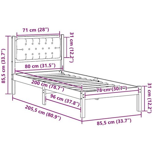 Okvir za krevet Svijetlo siva 80 x 200 cm tkanina Slike