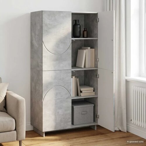  Visoka komoda Betonska siva 79 x 41 x 151 cm Konstruirano drvo - Betonska siva Cijene