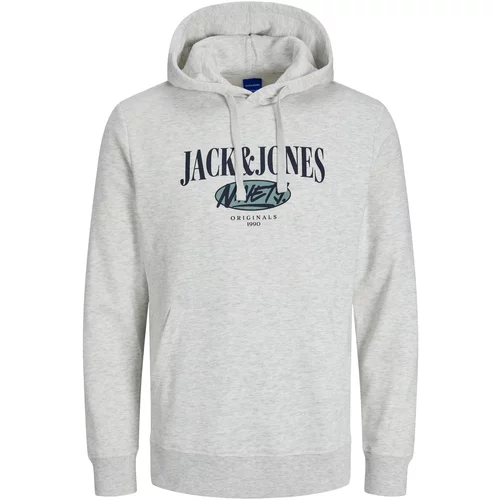 Jack & Jones Sweater majica 'COBIN' tamno plava / zelena / bijela melange