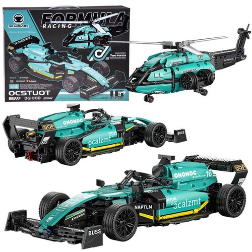  Tehnički blokovi 2 u 1 Formula 1 trkaći automobil helikopter 736 kom naljepnica ZA5730 Slike