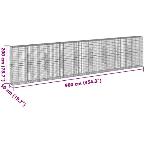  Gabionska ko&amp;scaron;ara s poklopcem 900x50x200 cm pocinčano željezo Slike
