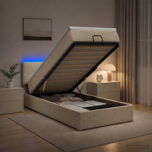  od pjene s madracem i LED-om Krem 90 x 190 cm Tkanina Cene