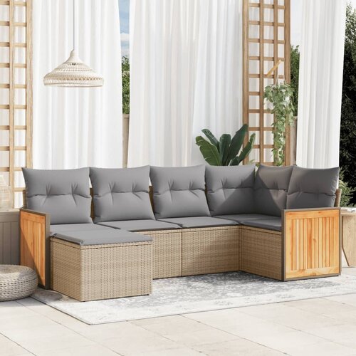 vidaXL 6-dijelni set vrtnih sofa s jastucima bež od poliratana Cijene