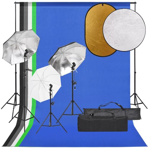 vidaXL komplet za foto studio z lučmi, ozadjem in odbojnikom Cene