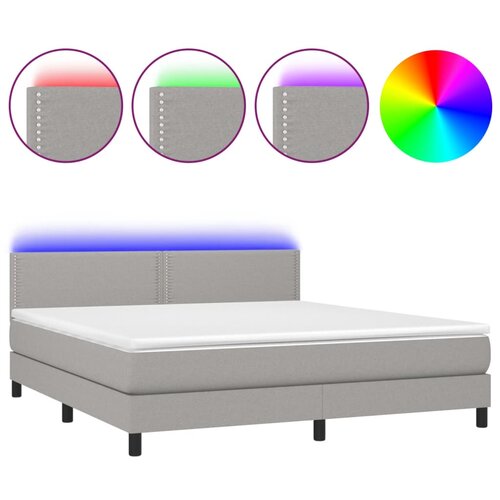 Maison Chic Box spring postelja - Vzmetna postelja z vzmetnico LED sv. siva 180x200 cm blago SL15327, (21903568) Cene