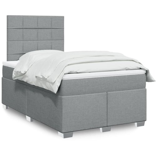 vidaXL Boxspring postelja z vzmetnico svetlo siva 120x190 cm blago Cene