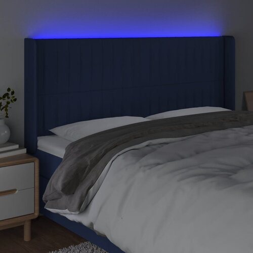 LED uzglavlje plavo 183 x 16 x 118/128 cm od tkanine Slike