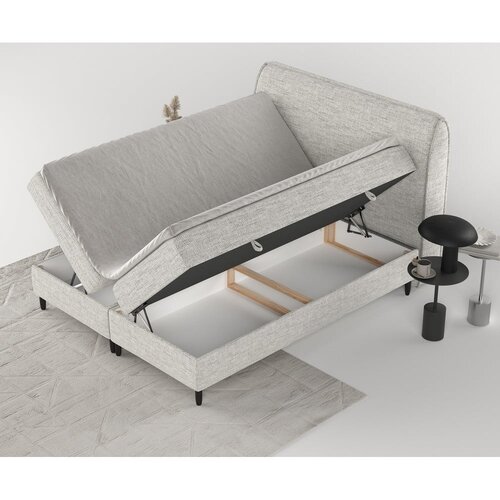 Maison de R&amp;ecirc;ve svijetlo sivi boxspring krevet s prostorom za odlaganje 140x200 cm melba &amp;ndash; Slike