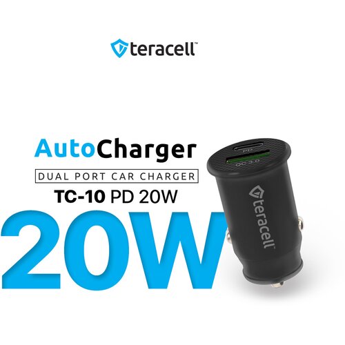 Teracell Auto punjač Evolution TC-10 PD 20V, USB KC3.0 15V sa Lightning kablom crni Cene