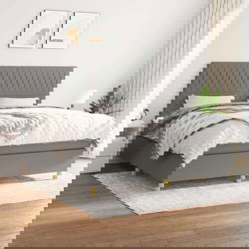  Box spring postelja z vzmetnico temno siva 160x200 cm blago, (20902181) Slike
