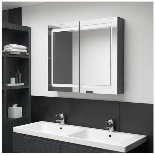  led kupaonski ormarić s ogledalom sjajni sivi 80 x 12 x 68 cm Cijene