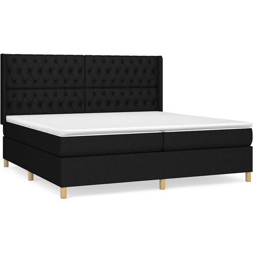  Krevet s oprugama i madracem crni 200x200 cm od tkanine Slike