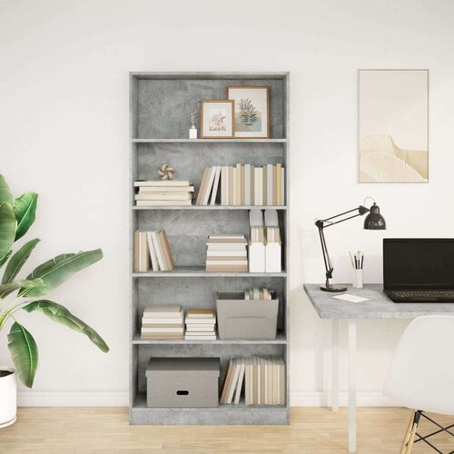 vidaXL Regal za knjige siva boja betona 80x24x176 cm konstruirano drvo Cene