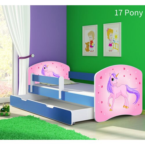  Dječji krevet ACMA s motivom, bočna plava + ladica 140x70 cm 17 Pony Cijene
