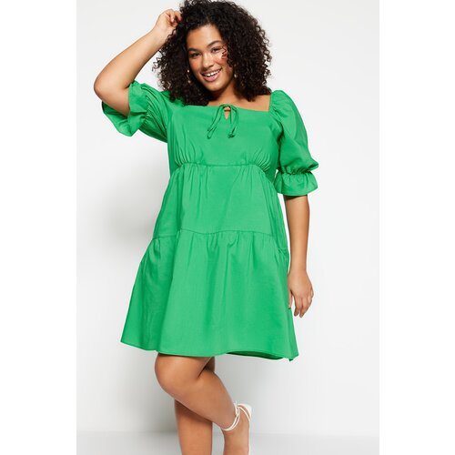 Trendyol Curve Plus Size Dress - Green - Skater Slike