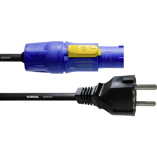 Cordial CFCA 1\,5 S tok priključni kabel [1x varnostni mo&scaron;ki konektor - 1x powercon mo&scaron;ki konektor] 1.50 m modra, (20429813) Cene
