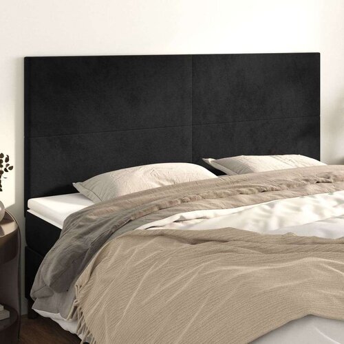  Posteljno vzglavje 4 kosa črn 90x5x78/88 cm žamet, (20952496) Slike
