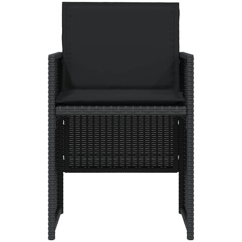  3-dijelni bistro set s jastucima crni od poliratana Slike