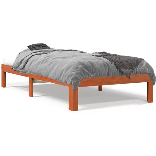 VidaXL Posteljni okvir vo&amp;scaron;čeno rjav 100x200 cm trdna borovina Slike