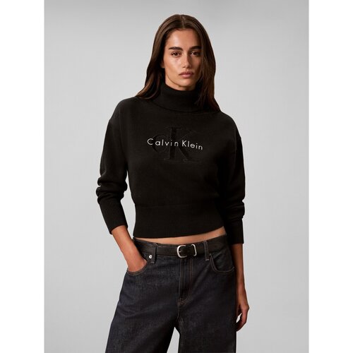 Calvin Klein Jeans Puloverji Ls Logo Tneck Pullov Črna Slike