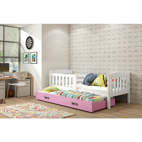 BMS Group Otroška postelja Kubus z dodatnim ležiščem - 80x190 cm - bela/roza