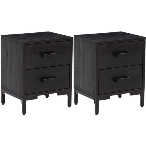 Maison Chic Dvo delni komplet Nočne omarice - Nočne mize črna 36x30x45 cm trdna borovina, (21686929) Cene