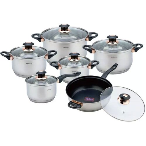 Shumee set jeklenih lonček 12 element. kinghoff KH-1767 rosegold, (21385584) Cene