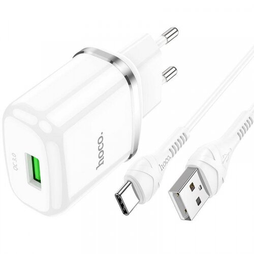 Hoco pametni hišni polnilec N3 18W z 3.0 QC USB vtičem in s polnilnim kablom Type C bel Cene