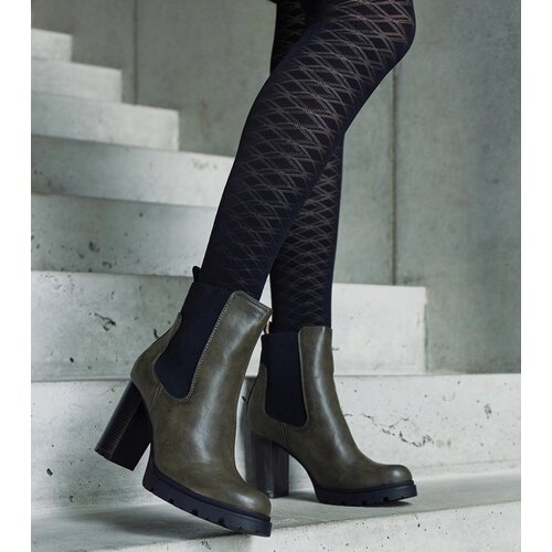 Gemre Green slip-on block heel ankle boots made of eco-leather Motena Cijene