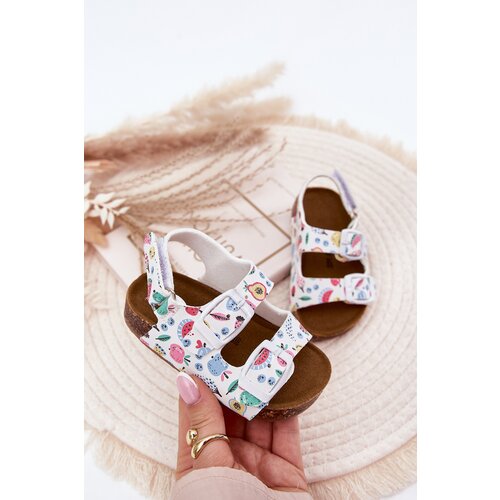 Boto Children's sandals on cork sole with buckles fruits white Thessa Cene