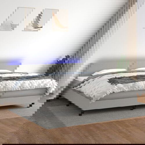 The Living Store Box spring postelja z vzmetnico LED sv. siva 200x200 cm blago - Box Spring Postelja, (21520894) Slike