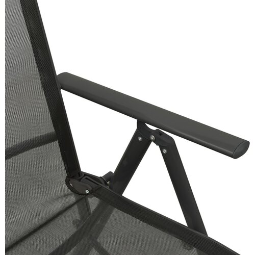  Nagibne vrtne stolice 2 kom od tekstilena i aluminija crne Slike