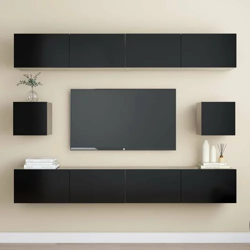 Komplet TV omaric 6-delni črna iverna plošča, (20731701)