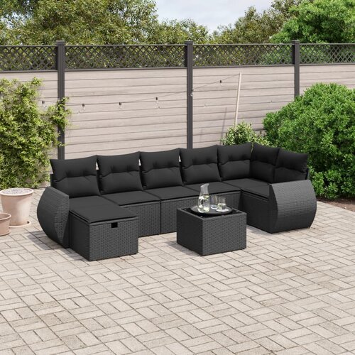 vidaXL 8-dijelni set vrtnih sofa od poliratana s jastucima crni Cijene