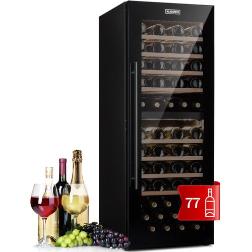 Klarstein Barossa 77 vinska vitrina, 48 cm, 77 steklenic, 2 coni, črna - Cene