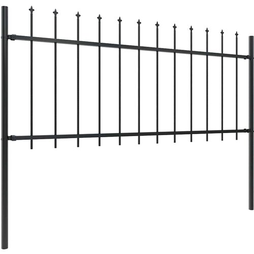  Vrtna ograda s vrhom koplja Čelik 359x80 cm Crna Slike