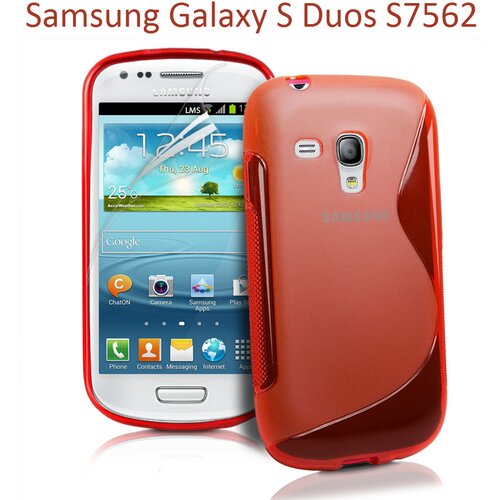  Gumijasti / gel etui S-Line za Samsung Galaxy S Duos S7562 / Samsung Galaxy Trend S7560 - rdeči Slike