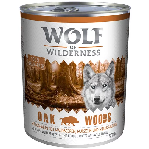 Wolf of Wilderness Varčno pakiranje Adult 24 x 800 g - Oak Woods - divja svinja