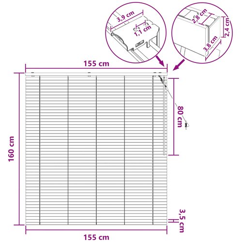  Venecijanska roleta Tamno smeđa 155 x 160 cm 35 mm Slike