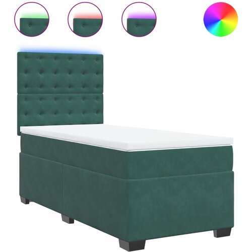 vidaXL Box spring postelja z vzmetnico temno zelen 90x190 cm žamet, (21307797) Cene