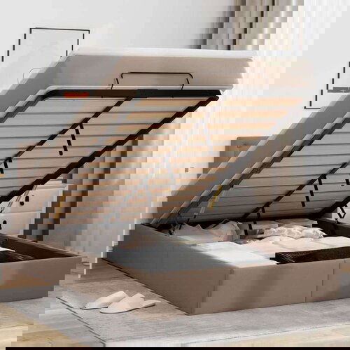 VidaXL Okvir kreveta s madraca cappuccina 120x190 cm od umjetne kože Slike