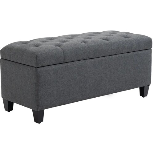  Klupa za odlaganje tapecirana drvene noge 100x40x44 cm tamno siva Slike