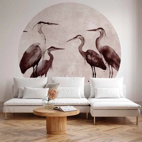  Okrugla fototapeta - Herons painted with ink 280x280 Cene